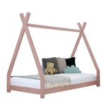 Lit tipi enfant NAKANA 90 x 190 rose pastel
