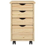 vidaXL Cabinet roulant avec roue Marron 34 x 39 x 56 cm Pin massif