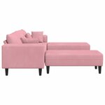 vidaXL Canapé en velours avec coussin 3 Pièces Rose 208 cm Velours