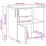 vidaXL Cabinet roulant Marron 63 5 x 39 x 65 5 cm Bois de Pin Massif