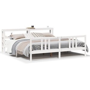 vidaXL Cadre de lit avec tête de lit sans matelas blanc 200x200 cm