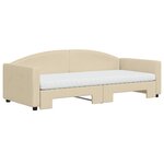vidaXL Lit de jour avec gigogne et matelas crème 90x200 cm tissu