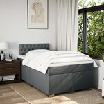 vidaXL Sommier à lattes de lit avec matelas gris foncé 120x190cm tissu