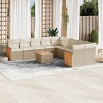 vidaXL Salon de jardin 11 Pièces avec coussins beige résine tressée