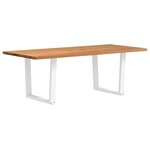 vidaXL Table à manger avec bord naturel 220x100x74cm bois massif chêne