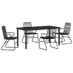 vidaXL Ensemble de salle à manger pour jardin 5 Pièces Noir Rattan PVC