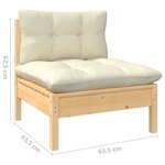 vidaXL Salon de jardin 13 Pièces avec coussins crème Bois de pin solide