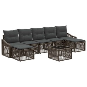 vidaXL Ensemble de canapé de jardin 8 pc Gris polyrotin