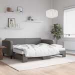 vidaXL Lit de jour avec gigogne et matelas gris foncé 90x190 cm tissu