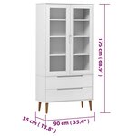 vidaXL Armoire à vitrine MOLDE Blanc 90x35x175 cm Bois de pin massif