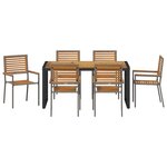 vidaXL Ensemble de salle à manger pour jardin 7 Pièces Gris et marron