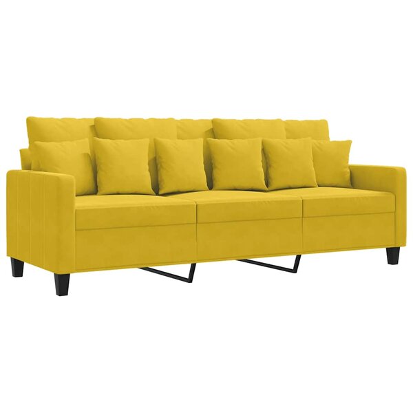 vidaXL Canapé à 3 places Jaune 180 cm Velours