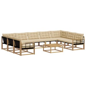 vidaXL Ensemble de canapés d'extérieur 10 pc Blanc et Beige