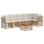 vidaXL Ensemble de canapé de jardin 7 Pièces Blanc Naturel et Crème