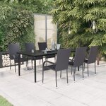 vidaXL Ensemble à manger de jardin 7 Pièces Noir
