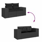 vidaXL Salon de jardin 10 Pièces avec coussins noir résine tressée acacia