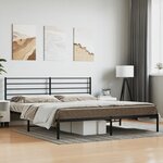 vidaXL Cadre de lit métal avec tête de lit noir 180x200 cm