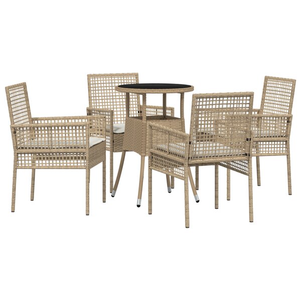 vidaXL Ensemble de salle à manger de jardin 5 pièces beige en polyrotin