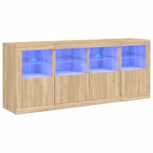 vidaXL Buffet avec lumières LED chêne sonoma 163x37x67 cm
