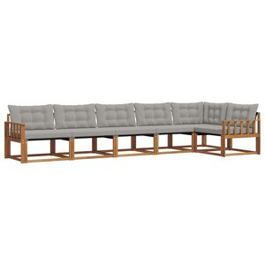 vidaXL Ensemble de canapés d'extérieur 6 pc Gris Naturel et Clair