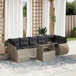 vidaXL Salon de jardin 8 Pièces avec coussins gris clair résine tressée