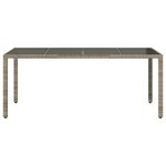 vidaXL Table de jardin dessus en verre Gris 190x90x75cm Résine tressée