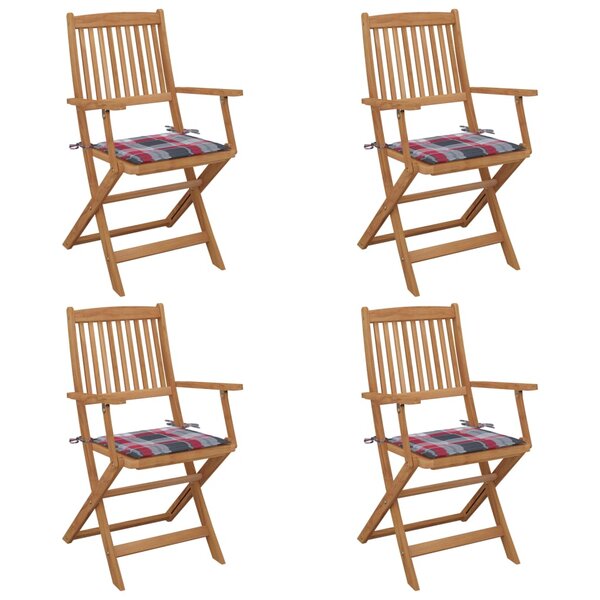 vidaXL Chaises pliables de jardin 4 Pièces avec coussins Bois d'acacia