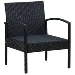 vidaXL Chaise de jardin avec coussin Résine tressée Noir
