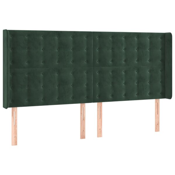 vidaXL Tête de lit avec oreilles Vert foncé 163x16x118/128 cm Velours