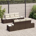 vidaXL Ensemble de canapé de jardin 8 Pièces Marron et Crème polyrotin