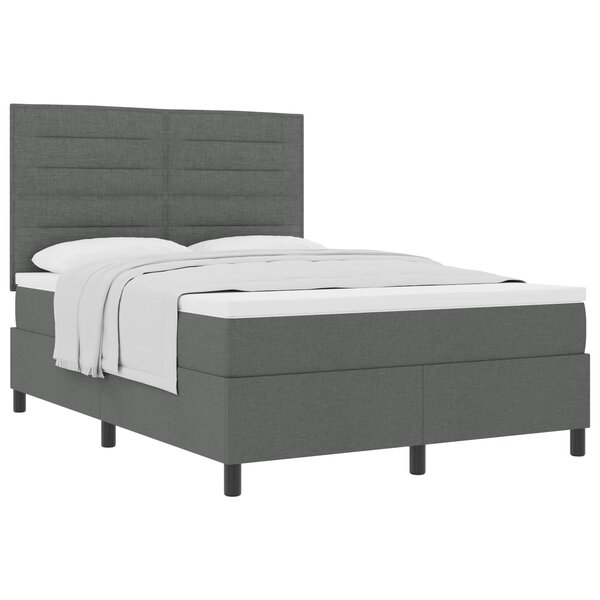 vidaXL Lit à ressorts avec matelas Gris foncé 140 x 200 cm tissu