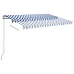 vidaXL Auvent rétractable automatique et poteaux 3 5x2 5 m Bleu blanc