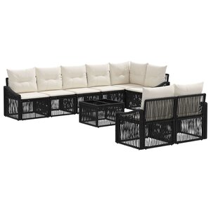 vidaXL Ensemble de canapé de jardin 9 pc Noir polyrotin