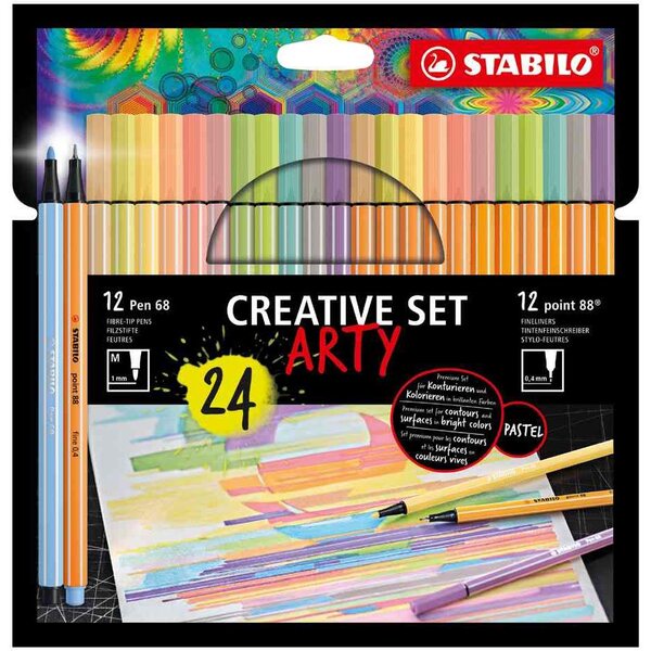 Set créatif point 88/pen 68 arty  étui carton de 24 stabilo