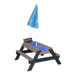 AXI Table de pique-nique à sable et eau et parasol Anthracite et gris