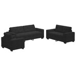 vidaXL Ensemble de Canapés 3 Pièces Noir 221 x 78 x 80 cm Velours