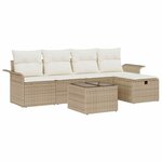 vidaXL Ensemble de canapé de jardin 6 Pièces Beige Poly rotin