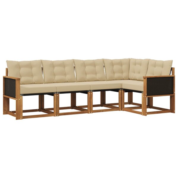 vidaXL Ensemble de canapés d'extérieur 5 Pièces Naturel et Beige