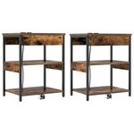 vidaXL Armoires de chevet avec tiroir 2 Pièces Chêne fumé 41 x 31 x 51 cm