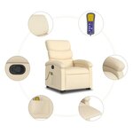 vidaXL Fauteuil inclinable de massage Crème Tissu