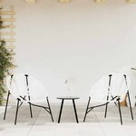vidaXL Lot de 3 Chaise de jardin noir et blanc résine tressée