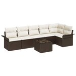 vidaXL Ensemble de canapé de jardin 7 Pièces Marron Poly rotin