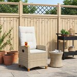 vidaXL Chaise inclinable avec plateau à thé 62 x 64 x 112 cm polyrotin
