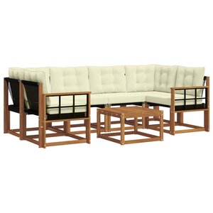 vidaXL Ensemble de canapés d'extérieur 7 pc Naturel et Crème