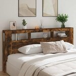 vidaXL Tête de lit à LED chêne fumé 220x18 5x103 5cm bois d'ingénierie