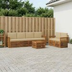vidaXL Ensemble de canapés d'extérieur 7 Pièces Naturel et Beige