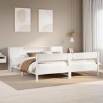 vidaXL Lit bibliothèque sans matelas blanc 200x200 cm bois pin massif