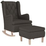 vidaXL Fauteuil avec pieds à bascule et tabouret Gris foncé Tissu