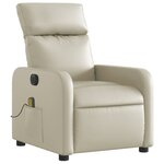 vidaXL Fauteuil de massage inclinable électrique crème similicuir