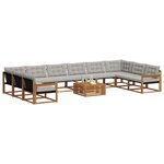 vidaXL Ensemble de canapés d'extérieur 11 Pièces Gris Naturel et Clair